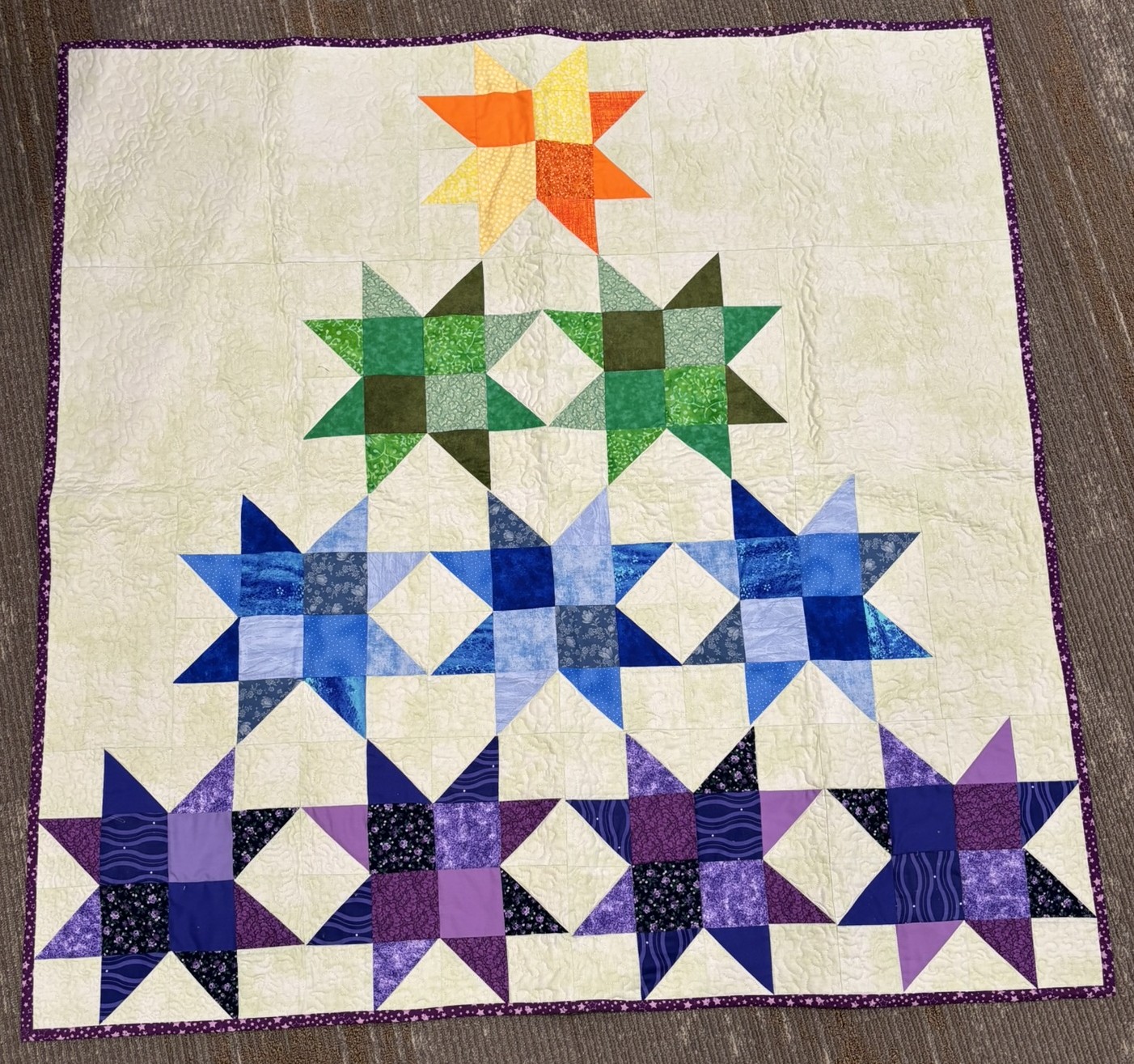 Purple star quilt